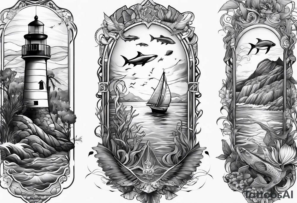 matching 2 separate tattoos . Water related. Marine life tattoo idea