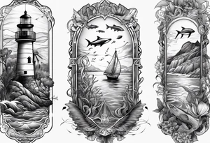 matching 2 separate tattoos . Water related. Marine life tattoo idea