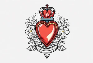 sacred heart vintage traditional tattoo simple sketch old school bold colors with banner christian
sympbol
flowers tattoo idea