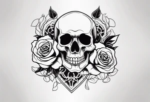 Black skull with rose tattoo idea