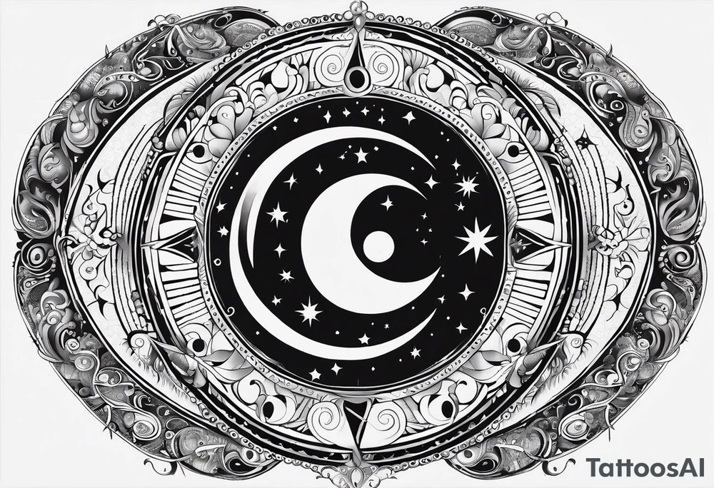 Astrology, Cancer, Natal Chart, symbolic, vision, yin yang, the moon, the sun, Uranus, Pluto, spiritual, third eye, mystical armband tattoo idea