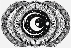 Astrology, Cancer, Natal Chart, symbolic, vision, yin yang, the moon, the sun, Uranus, Pluto, spiritual, third eye, mystical armband tattoo idea
