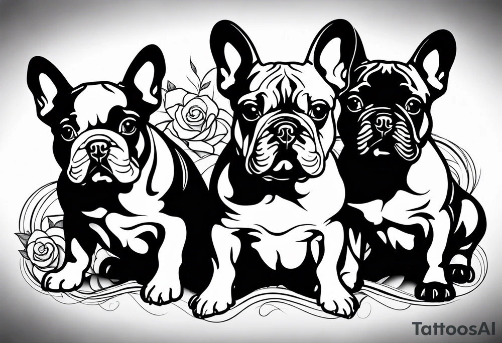 three French bulldogs tattoo idea