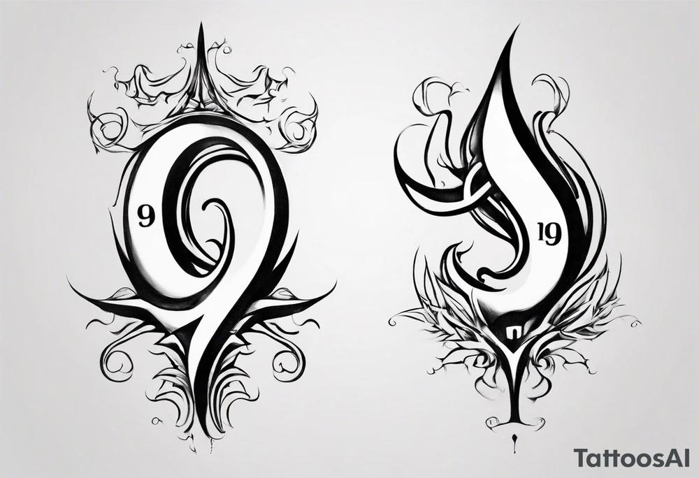 number 9 upside down and right side up connected in the middle. Tall and thin tattoo idea