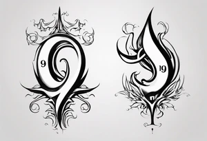 number 9 upside down and right side up connected in the middle.  Tall and thin tattoo idea