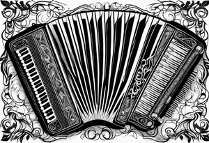 Accordion on a burnt paper tattoo idea