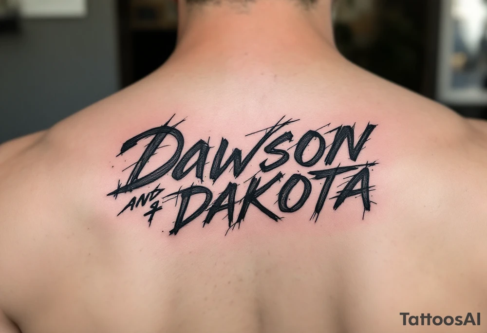 Dawson and Dakota names in a graffiti tattoo idea