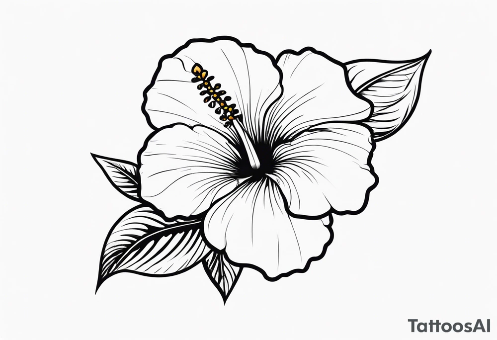 hibiscus flower with the word amor shaped as the stem for the flower tattoo idea