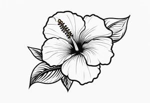 hibiscus flower with the word amor shaped as the stem for the flower tattoo idea