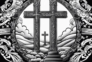 3 crosses with shading and a quote around it tattoo idea