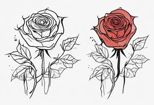 rose flower, one line, more blood dripping from the flower, tall tattoo idea