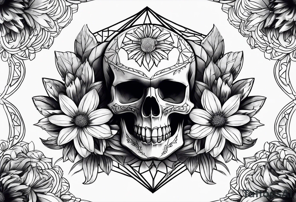 skull and aster tattoo idea