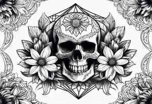 skull and aster tattoo idea