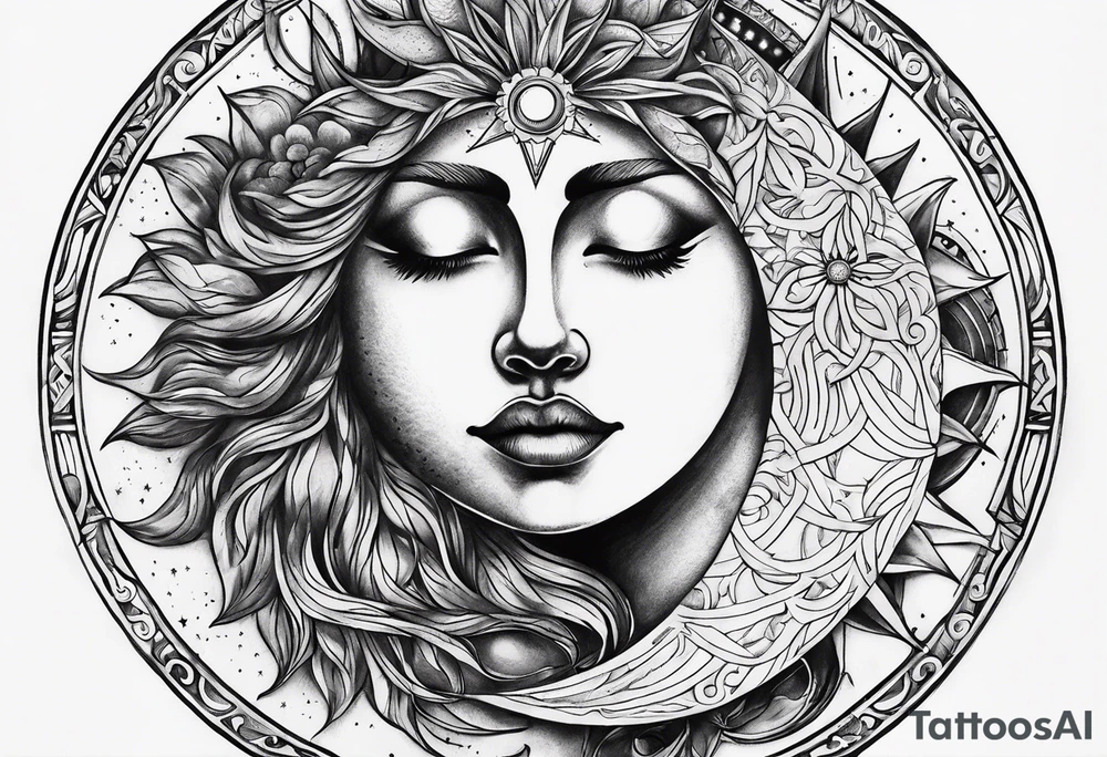 Moon and sun tattoo idea
