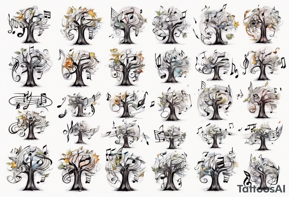 music speaker note tree stave notes tattoo idea