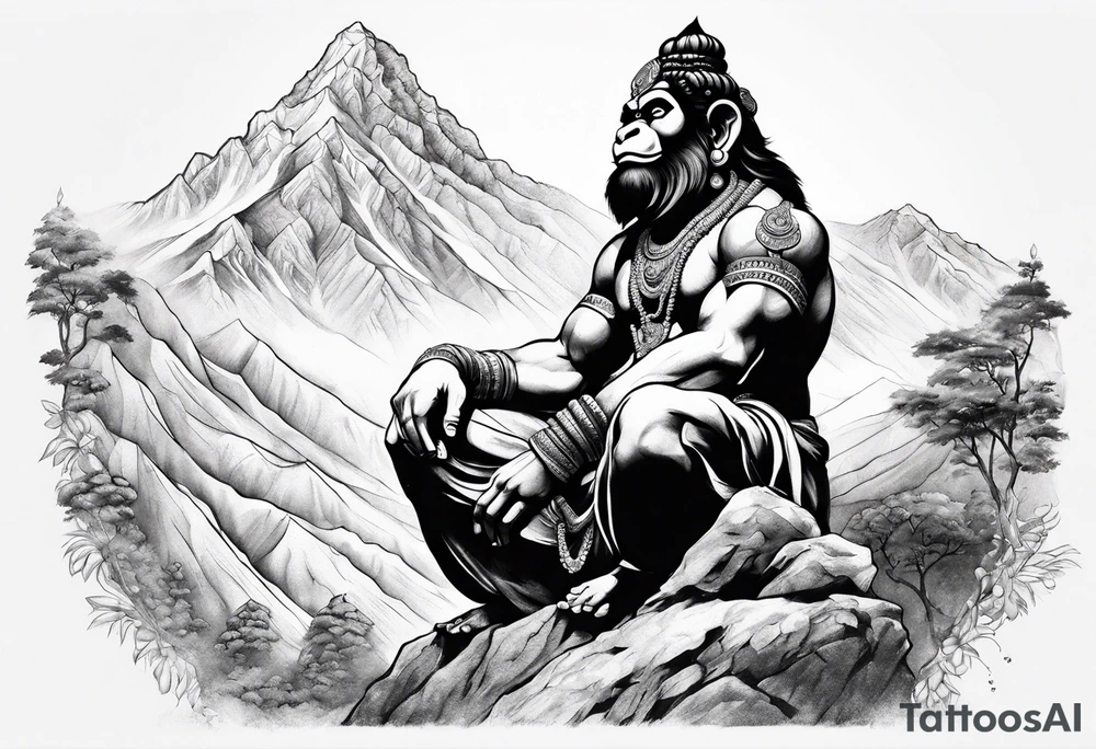 Hanuman lifting the mountain with his left hand tattoo idea