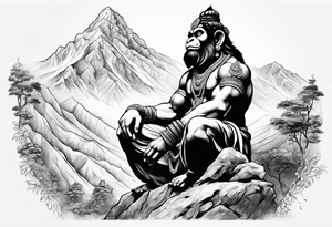 Hanuman lifting the mountain with his left hand tattoo idea