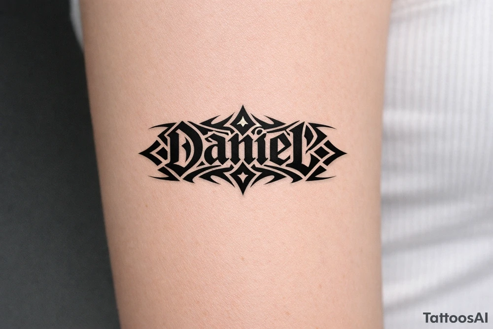 an ambigram of Daniel and Valerie - when its flipped over its the other name tattoo idea