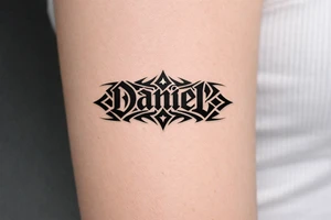 an ambigram of Daniel and Valerie - when its flipped over its the other name tattoo idea