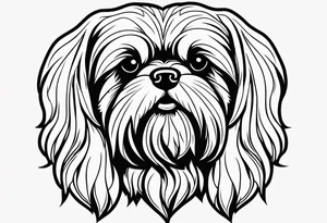 Design a small outline tattoo of a Shih Tzu with long hair flowing, capturing its adorable and regal presence. tattoo idea