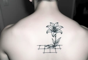 bathroom with lily coming up out of tile floor tattoo idea