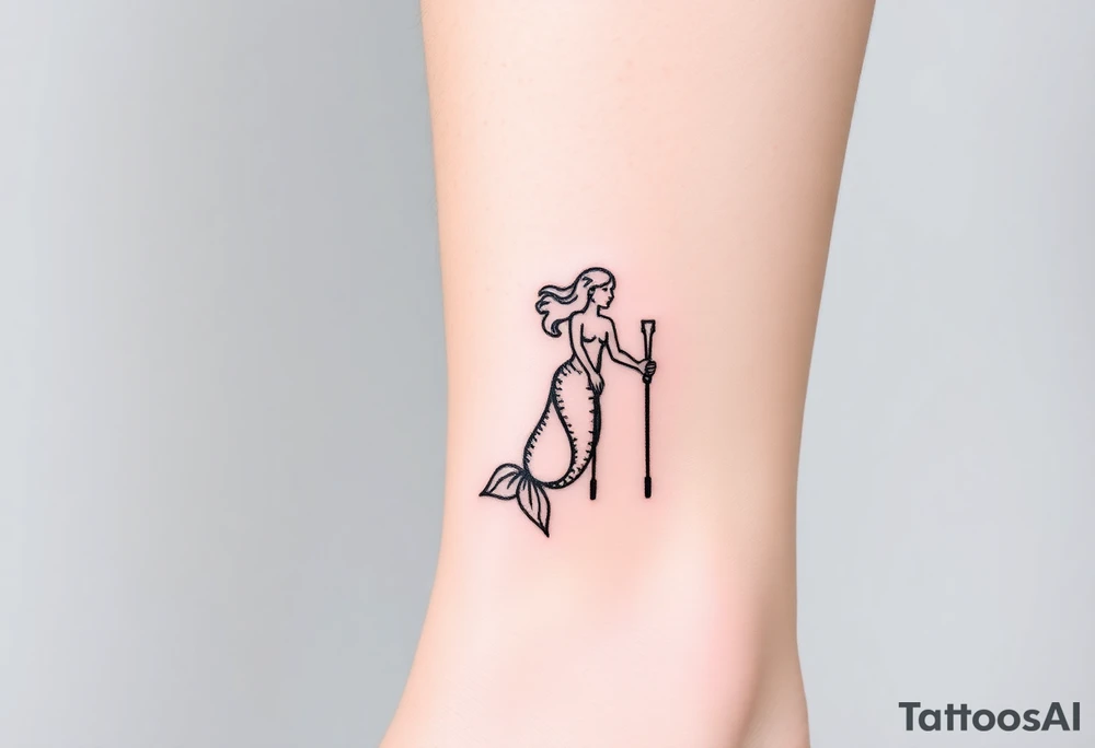 Mermaid with crutches tail tattoo idea