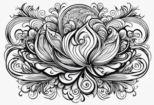 Swirls and whirls from fingers to elbow half sleeve tattoo idea
