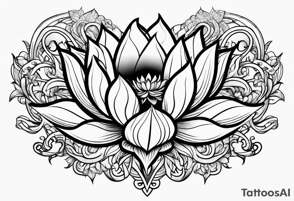 heart with lotus flower tattoo idea