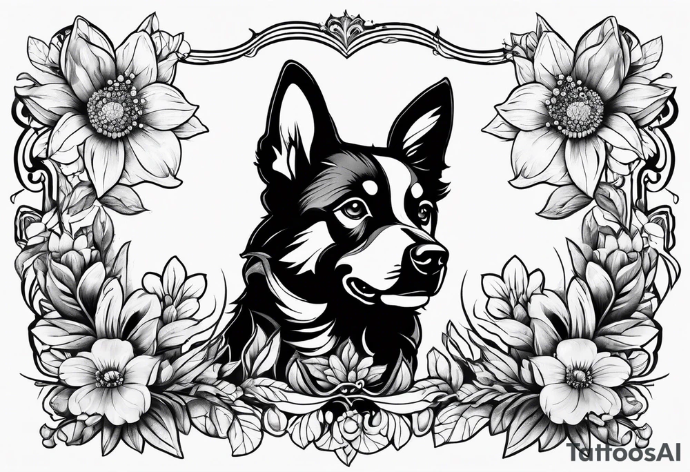 paw print and wild flowers tattoo idea