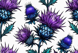 Purple thistle and blue thistle tattoo idea