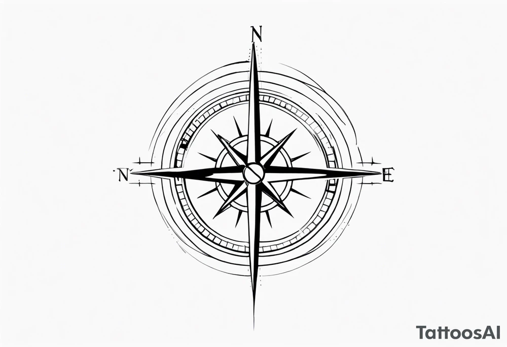 Tattoo along spine Compass
Long north and south lines tattoo idea