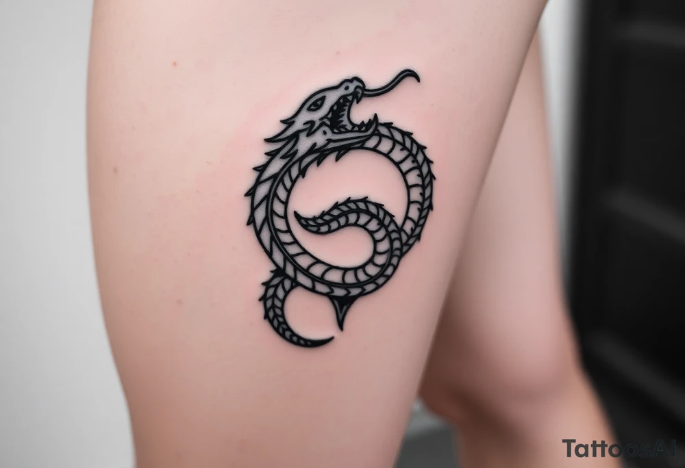 Ouroboros or dragon/serpent/snake eating its own tail tattoo idea