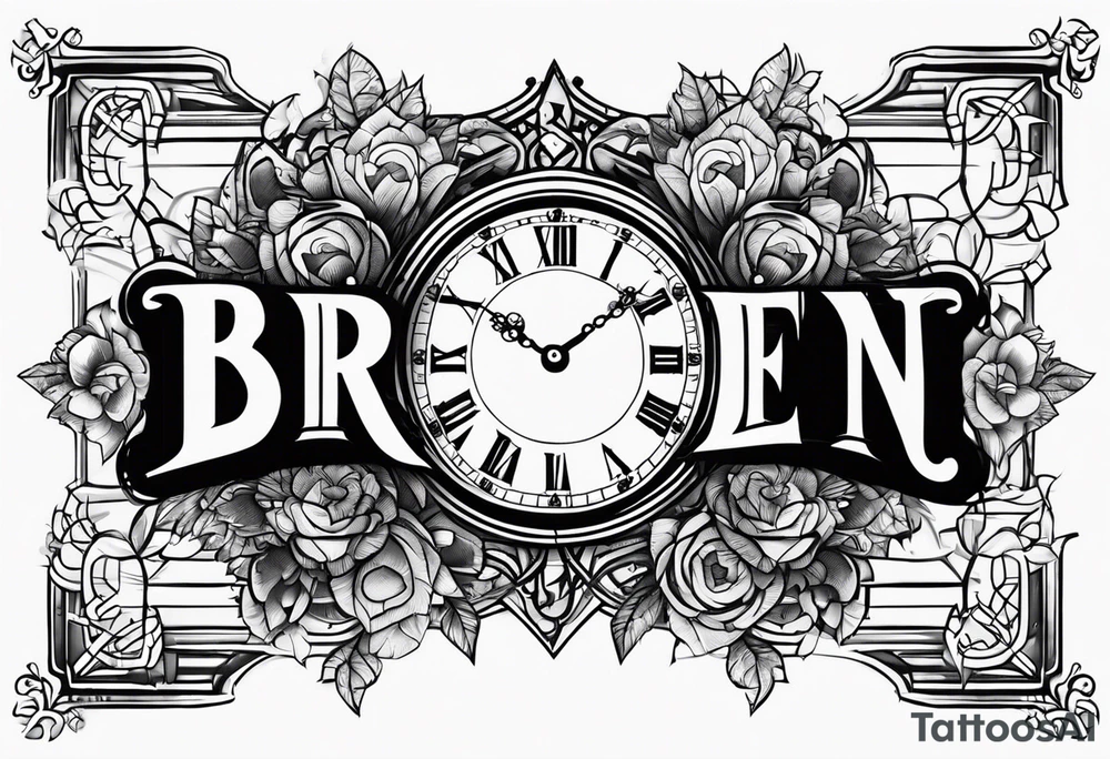 BROEN name and a clock tattoo idea