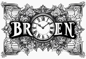 BROEN name and a clock tattoo idea