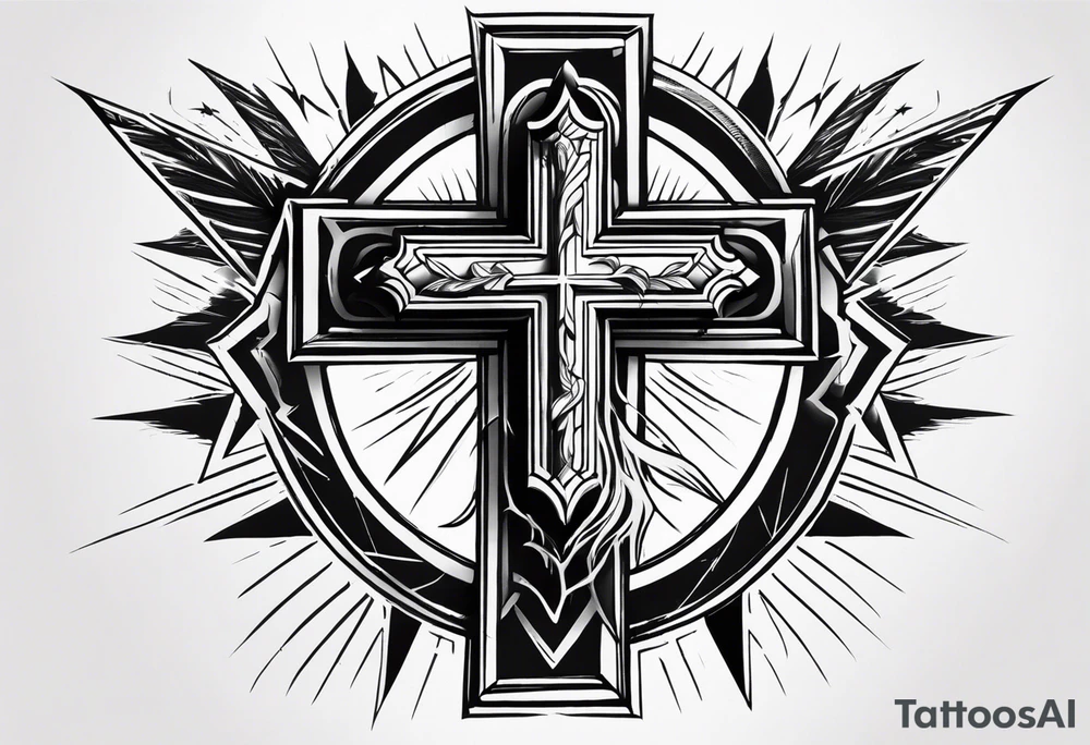 Lightning bolt with a cross tattoo idea