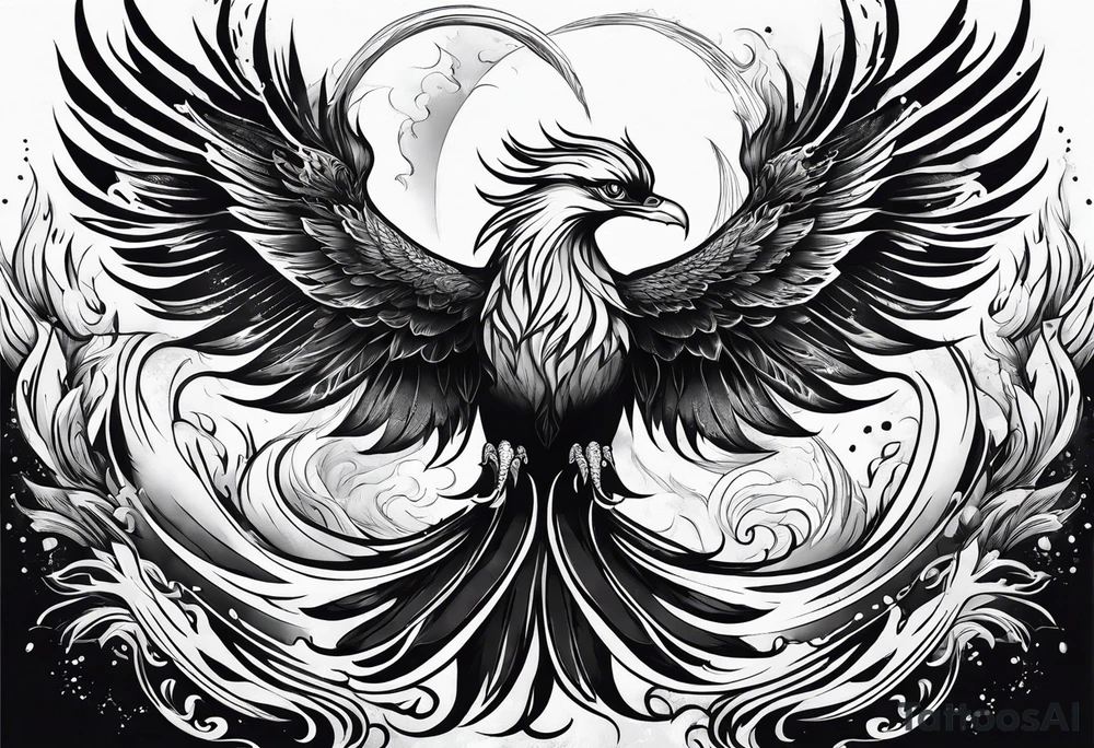 Phoenix rising from ashes tattoo idea