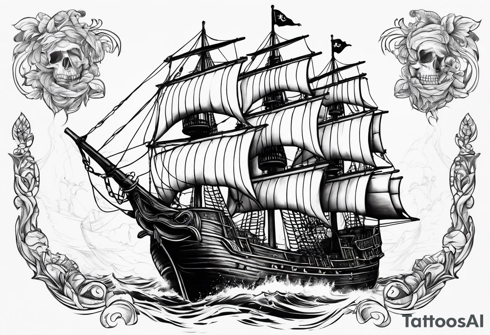 Pirate ship breaking in half tattoo idea