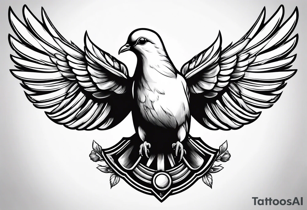 a dove holding a grenade tattoo idea