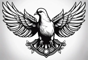 a dove holding a grenade tattoo idea