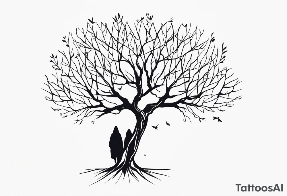 faceless, dark figures under a branch of a tree tattoo idea faceless, dark figures under a branch of a tree tattoo idea