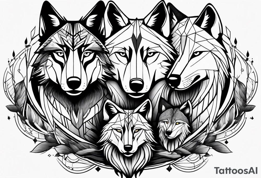 Wolf family of 5 tattoo idea