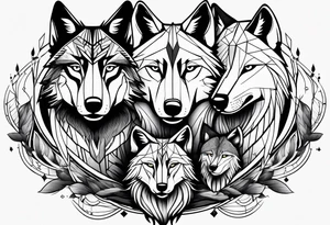 Wolf family of 5 tattoo idea