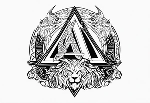 Valhalla  sword shield axe Valknut  dragon lion tattoo idea