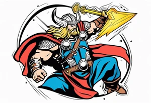 Lightning god thor fighting Jormangdr tattoo idea