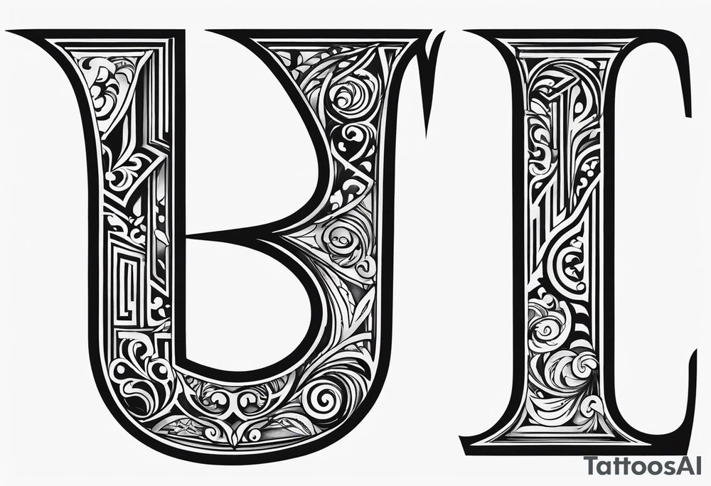 unique symbol with the letters T, A, J, W, D tattoo idea