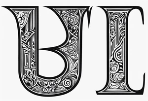 unique symbol with the letters T, A, J, W, D tattoo idea
