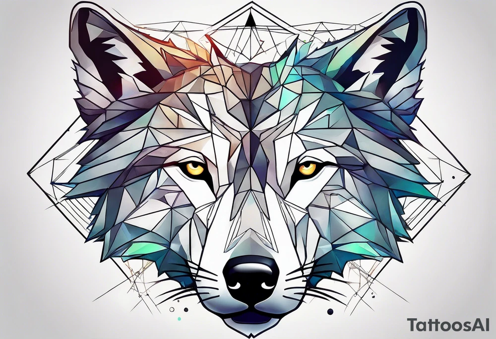 Constellation, two animal wolf, géométric tattoo idea