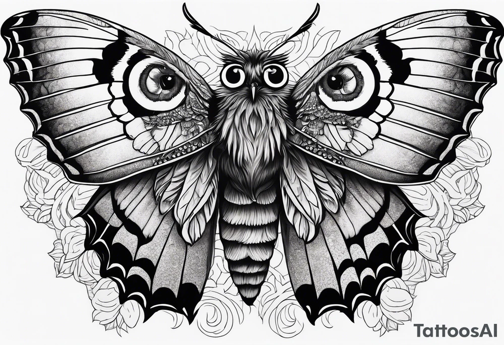 Dead head moth with owl eyes tattoo idea