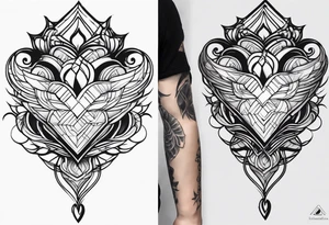 Cover up 2 hearts over lapping on back at base of neck tattoo idea