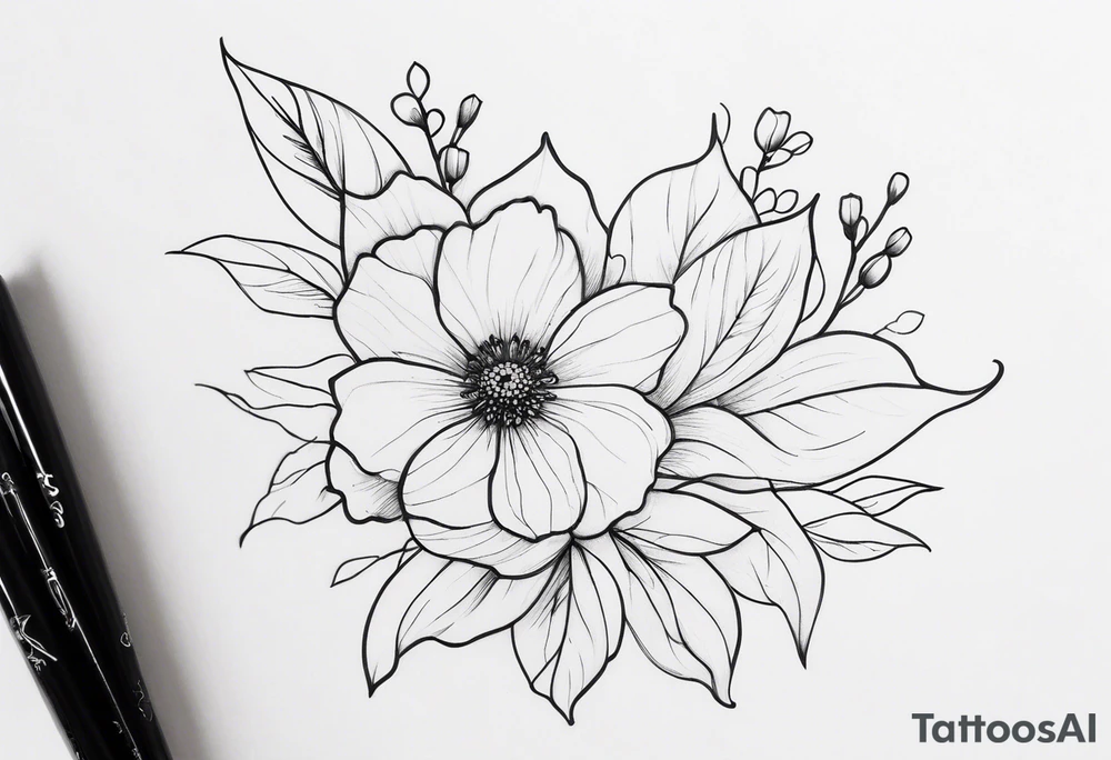dainty fine line flower tattoo tattoo idea